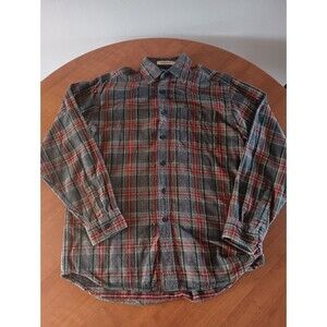 LL Bean Flannel Shirt Mens Medium Plaid Long Sleeve Colorful 228061 Traditional